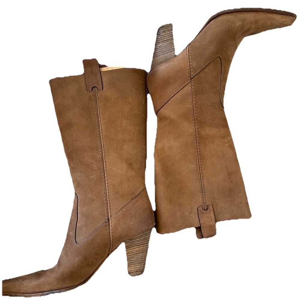 Michael Kors Collection Boots Y2K Vntg Tan Suede Western Boho‎ Size 7.5 Italy - Picture 3 of 11